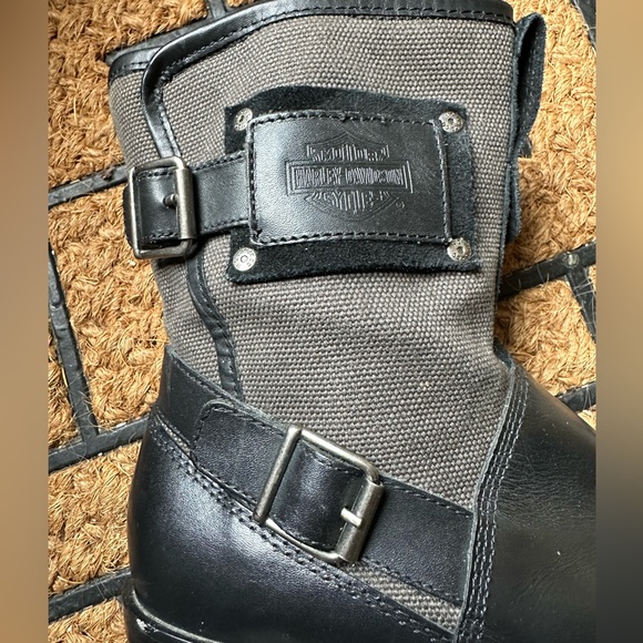 Women's Harley-Davidson motorcycle black leather short boots - Picture 2 of 8